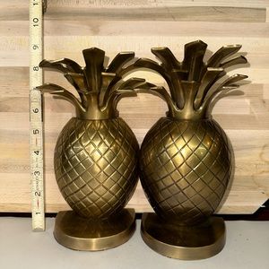 Pair of Vintage Brass Pineapple Bookends